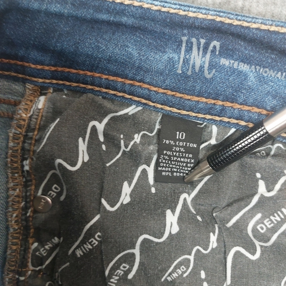 INC DENIM WOMENS BLUE SECRETLY SHAPES REGULAR FIT SKINNY JEANS SIZE 10 - Picture 11 of 11